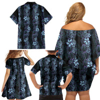 Purple Paradise Hawaii Shell Lei Family Matching Off Shoulder Short Dress and Hawaiian Shirt Hawaiian Sunrise Shell Hebrew Cone Plumeria LT14 - Polynesian Pride