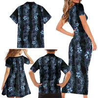 Purple Paradise Hawaii Shell Lei Family Matching Short Sleeve Bodycon Dress and Hawaiian Shirt Hawaiian Sunrise Shell Hebrew Cone Plumeria LT14 - Polynesian Pride