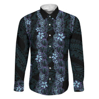 Purple Paradise Hawaii Shell Lei Family Matching Short Sleeve Bodycon Dress and Hawaiian Shirt Hawaiian Sunrise Shell Hebrew Cone Plumeria LT14 Dad's Shirt - Long Sleeve Purple - Polynesian Pride