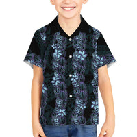 Purple Paradise Hawaii Shell Lei Family Matching Short Sleeve Bodycon Dress and Hawaiian Shirt Hawaiian Sunrise Shell Hebrew Cone Plumeria LT14 Son's Shirt Purple - Polynesian Pride