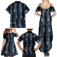 Purple Paradise Hawaii Shell Lei Family Matching Summer Maxi Dress and Hawaiian Shirt Hawaiian Sunrise Shell Hebrew Cone Plumeria LT14 - Polynesian Pride