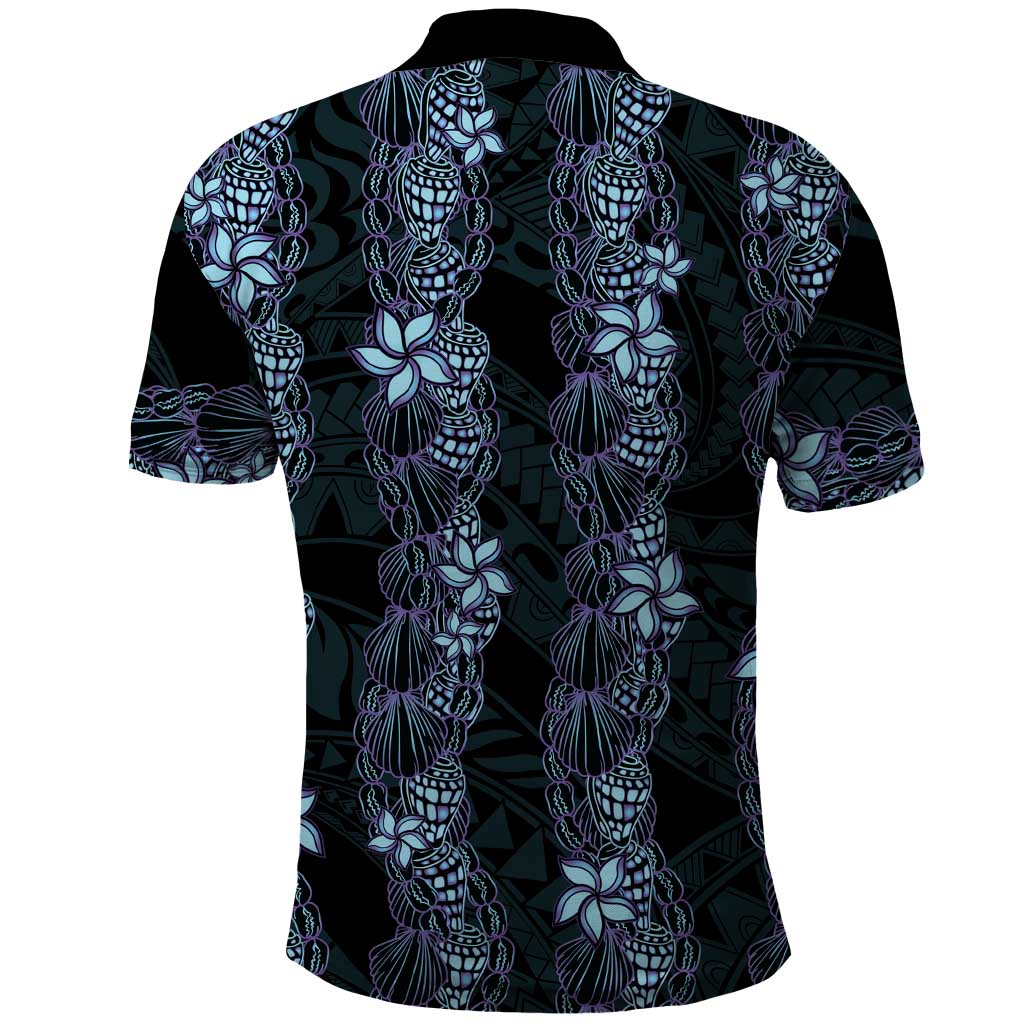 Purple Paradise Hawaii Shell Lei Polo Shirt Hawaiian Sunrise Shell Hebrew Cone Plumeria - Polynesian Pride