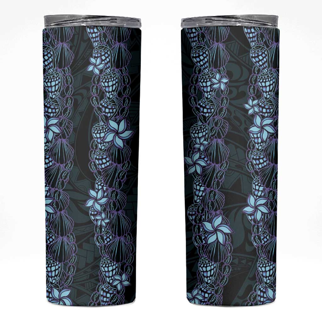 Purple Paradise Hawaii Shell Lei Skinny Tumbler Hawaiian Sunrise Shell Hebrew Cone Plumeria - Polynesian Pride