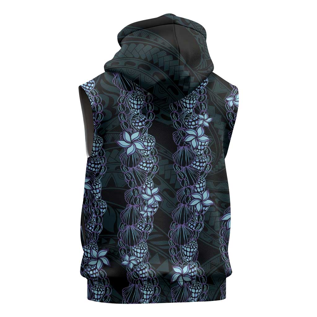 Purple Paradise Hawaii Shell Lei Sleeveless Hoodie Hawaiian Sunrise Shell Hebrew Cone Plumeria - Polynesian Pride