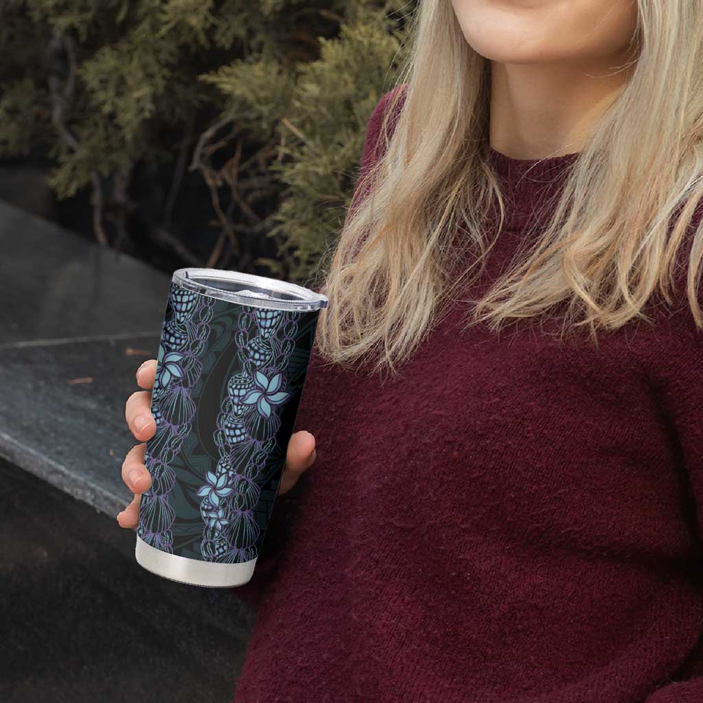 Purple Paradise Hawaii Shell Lei Tumbler Cup Hawaiian Sunrise Shell Hebrew Cone Plumeria - Polynesian Pride