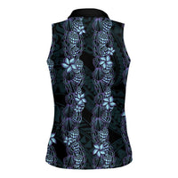 Purple Paradise Hawaii Shell Lei Women Sleeveless Polo Shirt Hawaiian Sunrise Shell Hebrew Cone Plumeria - Polynesian Pride