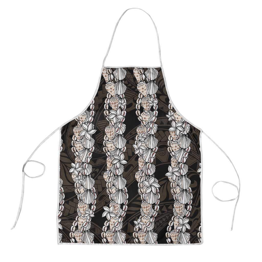 Black and Beige Hawaii Shell Lei Apron Hawaiian Sunrise Shell Hebrew Cone Plumeria - Polynesian Pride