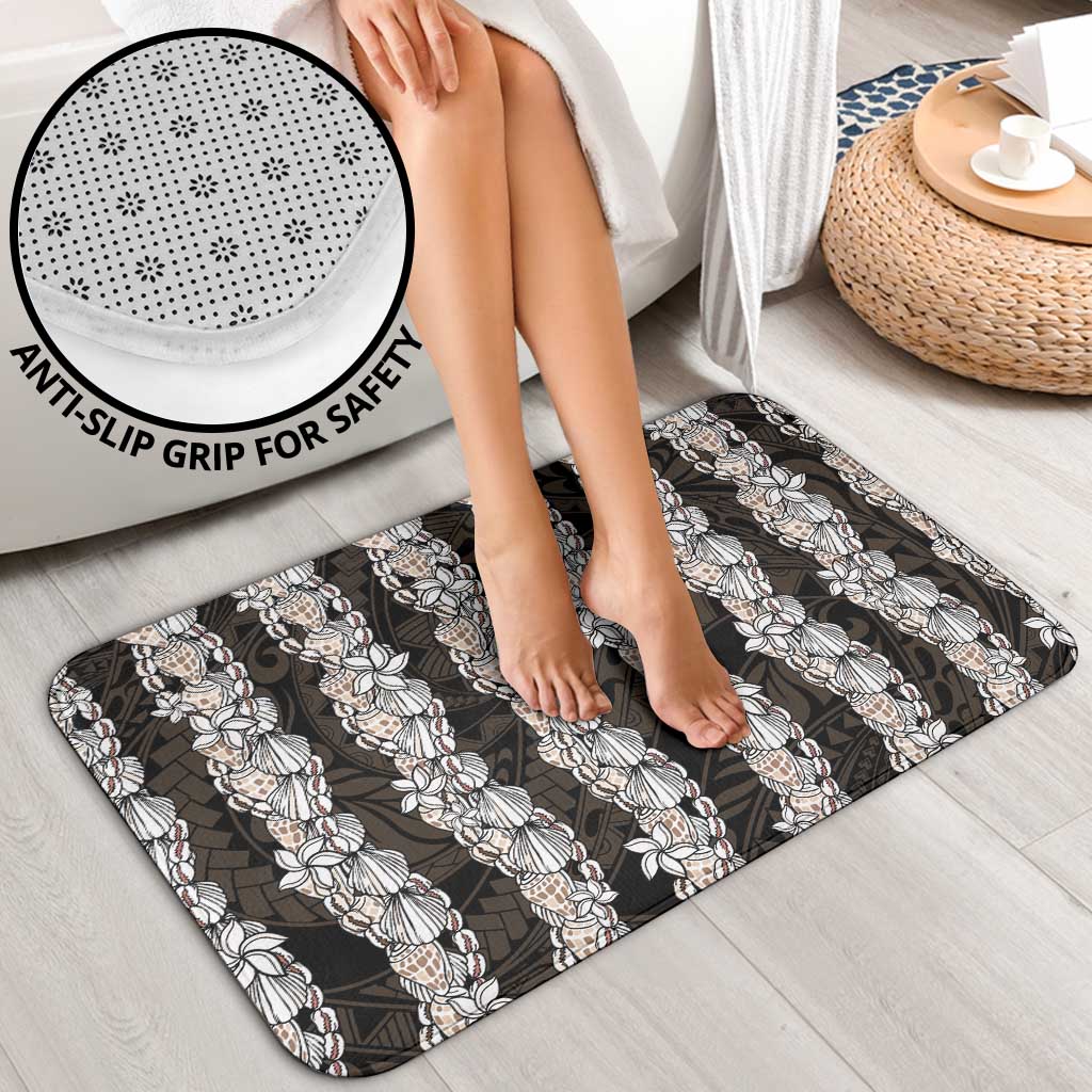 Black and Beige Hawaii Shell Lei Bathroom Set Hawaiian Sunrise Shell Hebrew Cone Plumeria - Polynesian Pride