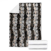 Black and Beige Hawaii Shell Lei Blanket Hawaiian Sunrise Shell Hebrew Cone Plumeria - Polynesian Pride