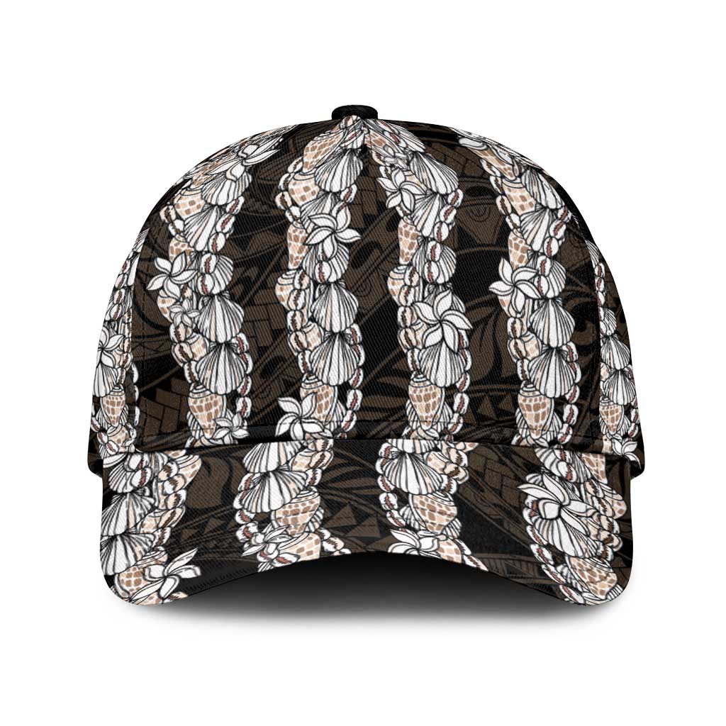 Black and Beige Hawaii Shell Lei Classic Cap Hawaiian Sunrise Shell Hebrew Cone Plumeria - Polynesian Pride