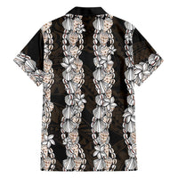 Black and Beige Hawaii Shell Lei Family Matching Long Sleeve Bodycon Dress and Hawaiian Shirt Hawaiian Sunrise Shell Hebrew Cone Plumeria LT14 - Polynesian Pride