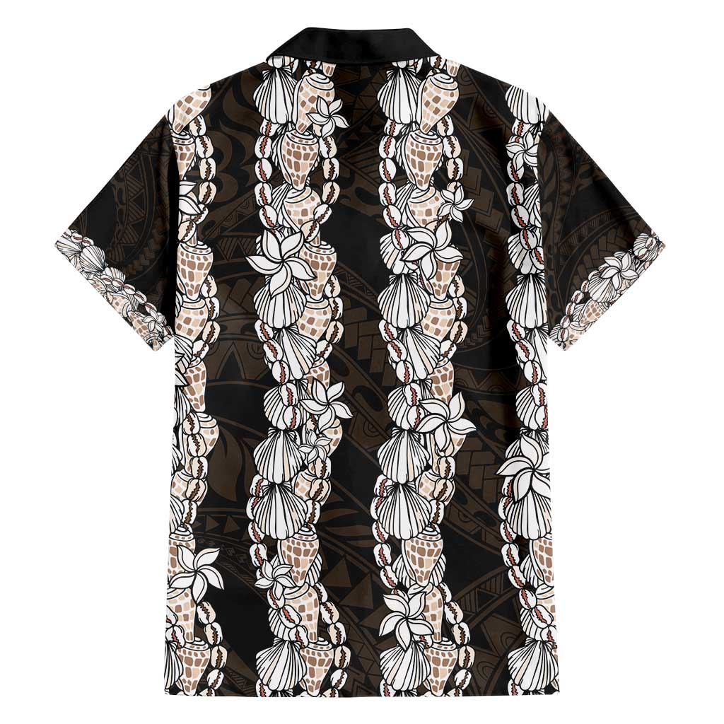 Black and Beige Hawaii Shell Lei Family Matching Puletasi and Hawaiian Shirt Hawaiian Sunrise Shell Hebrew Cone Plumeria - Polynesian Pride