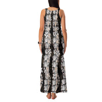 Black and Beige Hawaii Shell Lei Family Matching Tank Maxi Dress and Hawaiian Shirt Hawaiian Sunrise Shell Hebrew Cone Plumeria LT14 - Polynesian Pride