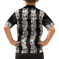 Black and Beige Hawaii Shell Lei Hawaiian Shirt Hawaiian Sunrise Shell Hebrew Cone Plumeria - Polynesian Pride