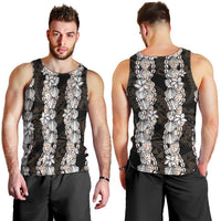 Black and Beige Hawaii Shell Lei Men Tank Top Hawaiian Sunrise Shell Hebrew Cone Plumeria - Polynesian Pride