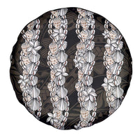 Black and Beige Hawaii Shell Lei Spare Tire Cover Hawaiian Sunrise Shell Hebrew Cone Plumeria - Polynesian Pride