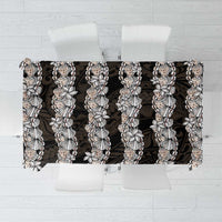 Black and Beige Hawaii Shell Lei Tablecloth Hawaiian Sunrise Shell Hebrew Cone Plumeria - Polynesian Pride