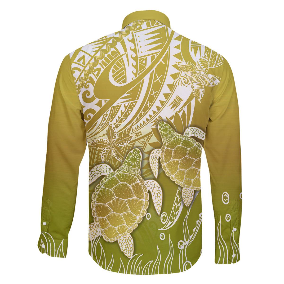 Polynesia Sea Turtle Family Matching Off Shoulder Maxi Dress and Hawaiian Shirt Happy Valentine Day Polynesian - Gold LT14 - Polynesian Pride