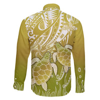 Polynesia Sea Turtle Family Matching Short Sleeve Bodycon Dress and Hawaiian Shirt Happy Valentine Day Polynesian - Gold LT14 - Polynesian Pride
