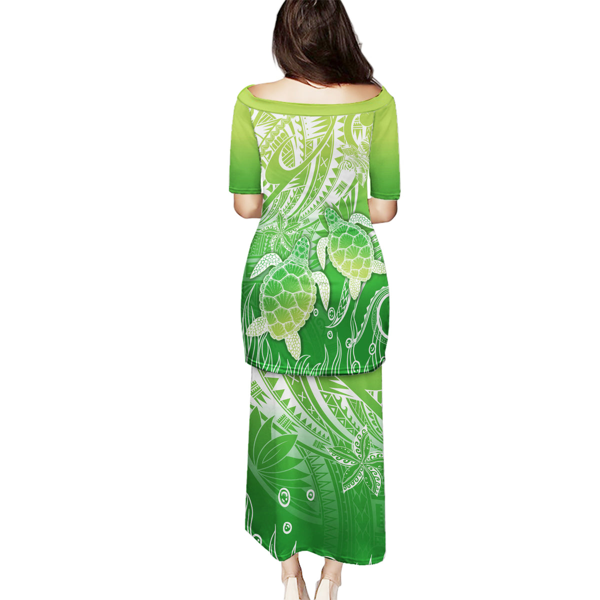 Polynesia Sea Turtle Puletasi Happy Valentine Day Polynesian - Green LT14 - Polynesian Pride