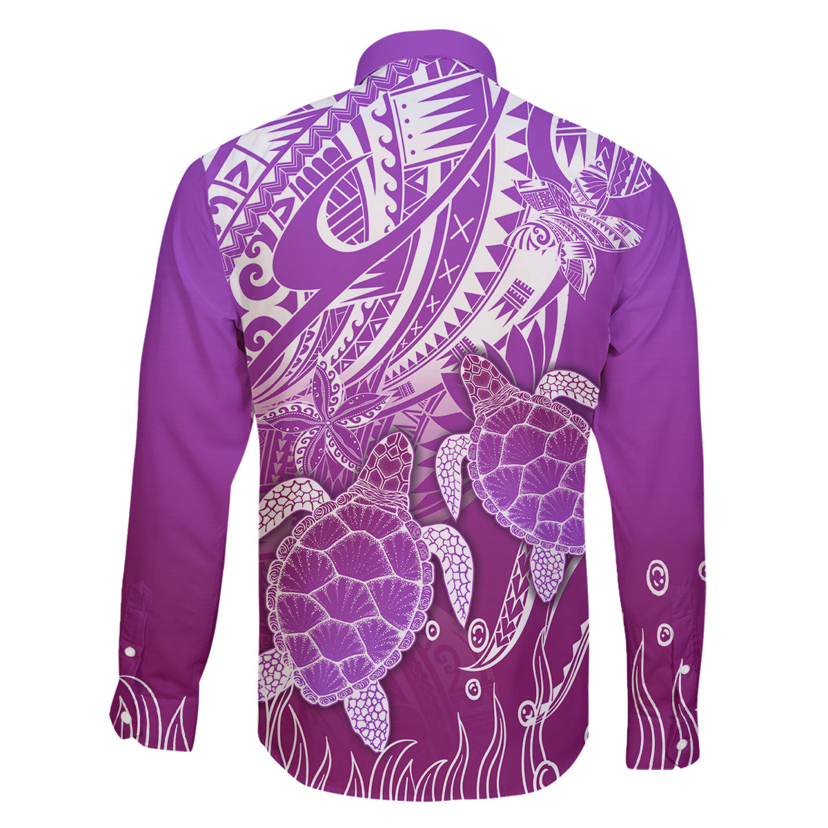 Polynesia Valentine Day Family Matching Off Shoulder Long Sleeve Dress and Hawaiian Shirt Polynesian Sea Turtle Purple Version LT14 - Polynesian Pride