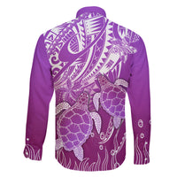 Polynesia Valentine Day Family Matching Off Shoulder Maxi Dress and Hawaiian Shirt Polynesian Sea Turtle Purple Version LT14 - Polynesian Pride