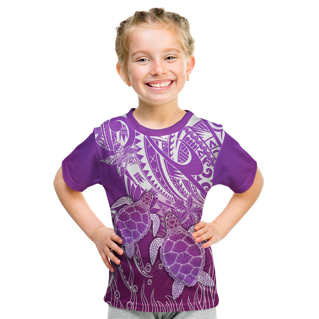 Polynesia Valentine Day Kid T Shirt Polynesian Sea Turtle Purple Version LT14 Purple - Polynesian Pride