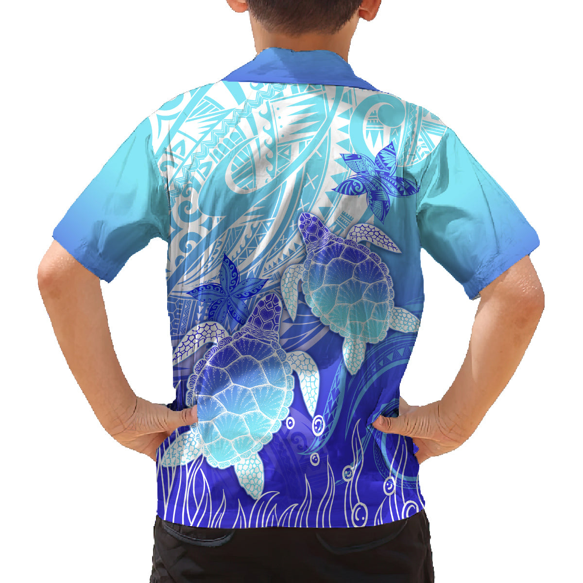 Polynesia Valentine Day Family Matching Tank Maxi Dress and Hawaiian Shirt Polynesian Sea Turtle Turquoise Version LT14 - Polynesian Pride