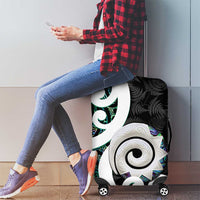 Aotearoa Koru Luggage Cover Cyan Maori Paua Shell Mix Silver Fern LT14 - Polynesian Pride