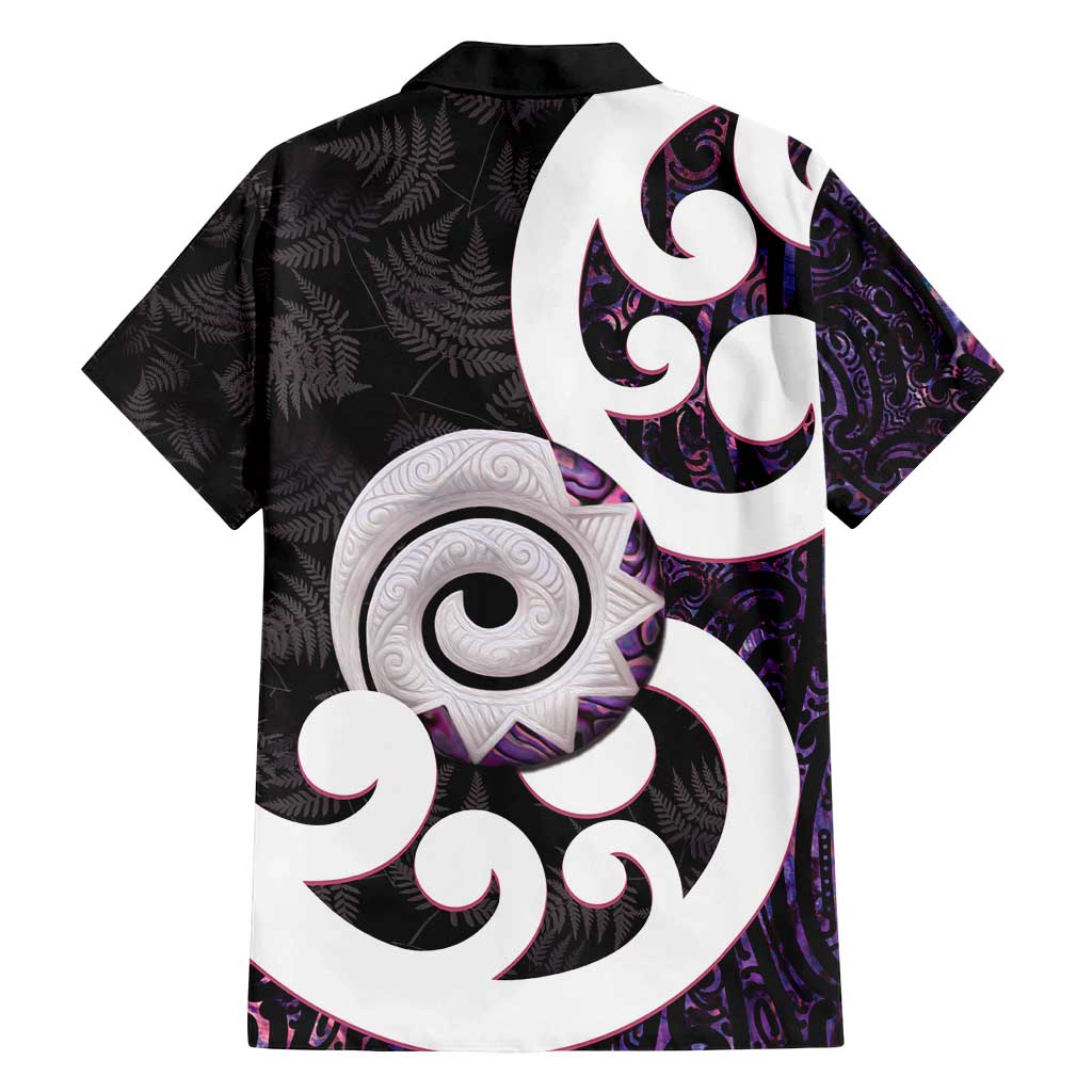 Aotearoa Koru Family Matching Summer Maxi Dress and Hawaiian Shirt Purple Maori Paua Shell Mix Silver Fern LT14 - Polynesian Pride