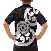 Aotearoa Koru Family Matching Tank Maxi Dress and Hawaiian Shirt Purple Maori Paua Shell Mix Silver Fern LT14 - Polynesian Pride
