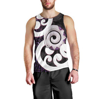 Aotearoa Koru Men Tank Top Purple Maori Paua Shell Mix Silver Fern