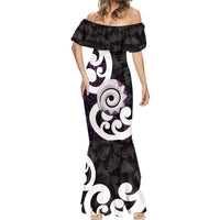 Aotearoa Koru Mermaid Dress Purple Maori Paua Shell Mix Silver Fern LT14 - Polynesian Pride