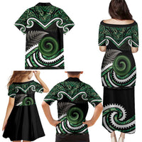 Koru Pounamu Aotearoa Family Matching Puletasi and Hawaiian Shirt Maori Paua Shell Mix Silver Fern LT14 - Polynesian Pride