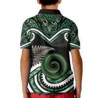 Koru Pounamu Aotearoa Kid Polo Shirt Maori Paua Shell Mix Silver Fern