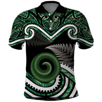 Koru Pounamu Aotearoa Polo Shirt Maori Paua Shell Mix Silver Fern LT14 Black - Polynesian Pride