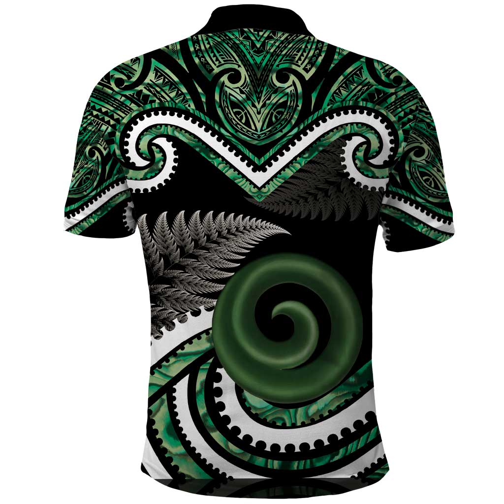 Koru Pounamu Aotearoa Polo Shirt Maori Paua Shell Mix Silver Fern LT14 - Polynesian Pride