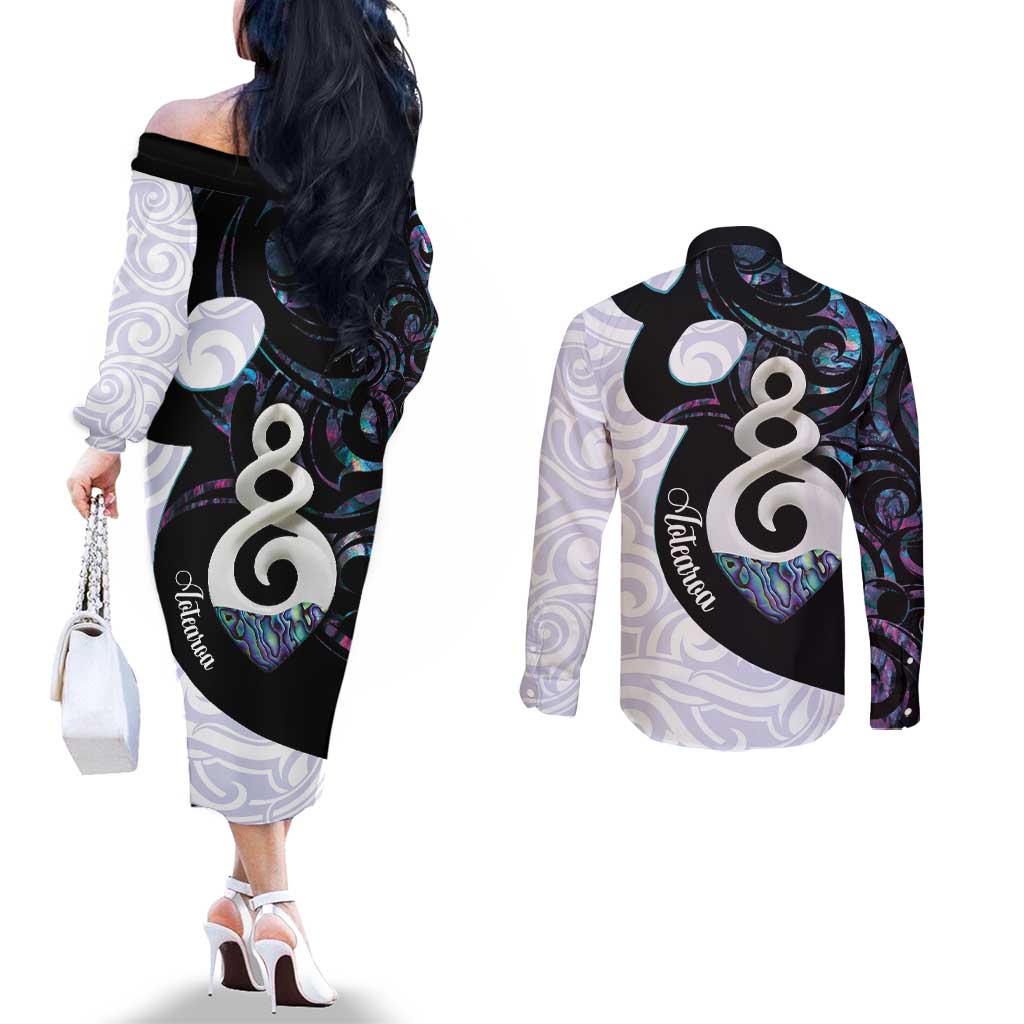 Aotearoa Pikorua Couples Matching Off The Shoulder Long Sleeve Dress and Long Sleeve Button Shirt NZ Twist - Bond And Love