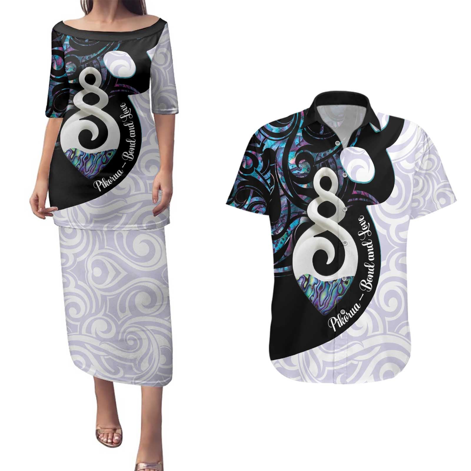 Aotearoa Pikorua Couples Matching Puletasi and Hawaiian Shirt NZ Twist - Bond And Love