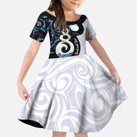 Aotearoa Pikorua Family Matching Mermaid Dress and Hawaiian Shirt NZ Twist - Bond And Love LT14 Daughter's Dress White - Polynesian Pride