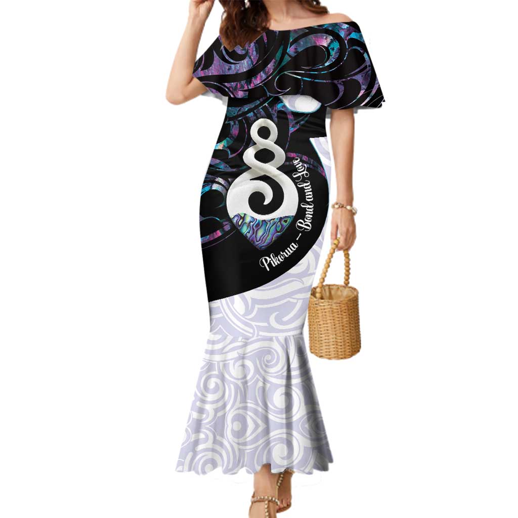 Aotearoa Pikorua Family Matching Mermaid Dress and Hawaiian Shirt NZ Twist - Bond And Love LT14 Mom's Dress White - Polynesian Pride