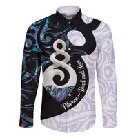 Aotearoa Pikorua Family Matching Off The Shoulder Long Sleeve Dress and Hawaiian Shirt NZ Twist - Bond And Love LT14 Dad's Shirt - Long Sleeve White - Polynesian Pride