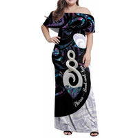 Aotearoa Pikorua Family Matching Off Shoulder Maxi Dress and Hawaiian Shirt NZ Twist - Bond And Love LT14 Mom's Dress White - Polynesian Pride