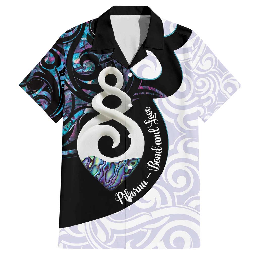 Aotearoa Pikorua Family Matching Off Shoulder Short Dress and Hawaiian Shirt NZ Twist - Bond And Love LT14 Dad's Shirt - Short Sleeve White - Polynesian Pride