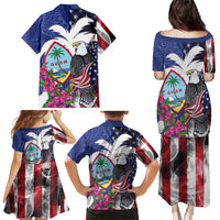 United States Guam Family Matching Puletasi and Hawaiian Shirt USA Eagle Guahan Seal Bougainvillea LT14 - Polynesian Pride