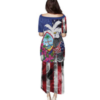 United States Guam Family Matching Puletasi and Hawaiian Shirt USA Eagle Guahan Seal Bougainvillea LT14 - Polynesian Pride
