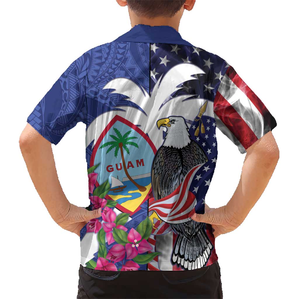 United States Guam Family Matching Summer Maxi Dress and Hawaiian Shirt USA Eagle Guahan Seal Bougainvillea LT14 - Polynesian Pride