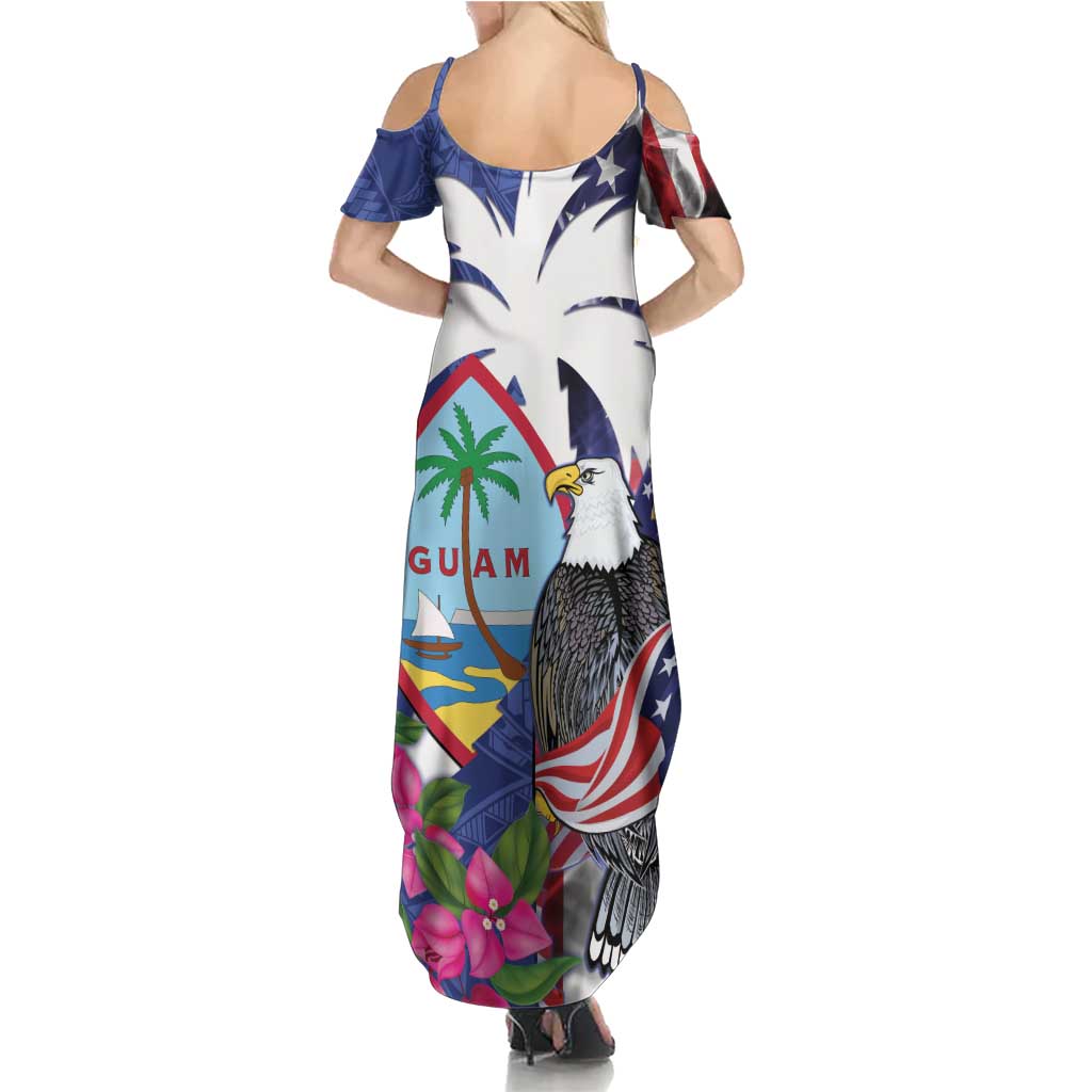 United States Guam Family Matching Summer Maxi Dress and Hawaiian Shirt USA Eagle Guahan Seal Bougainvillea LT14 - Polynesian Pride