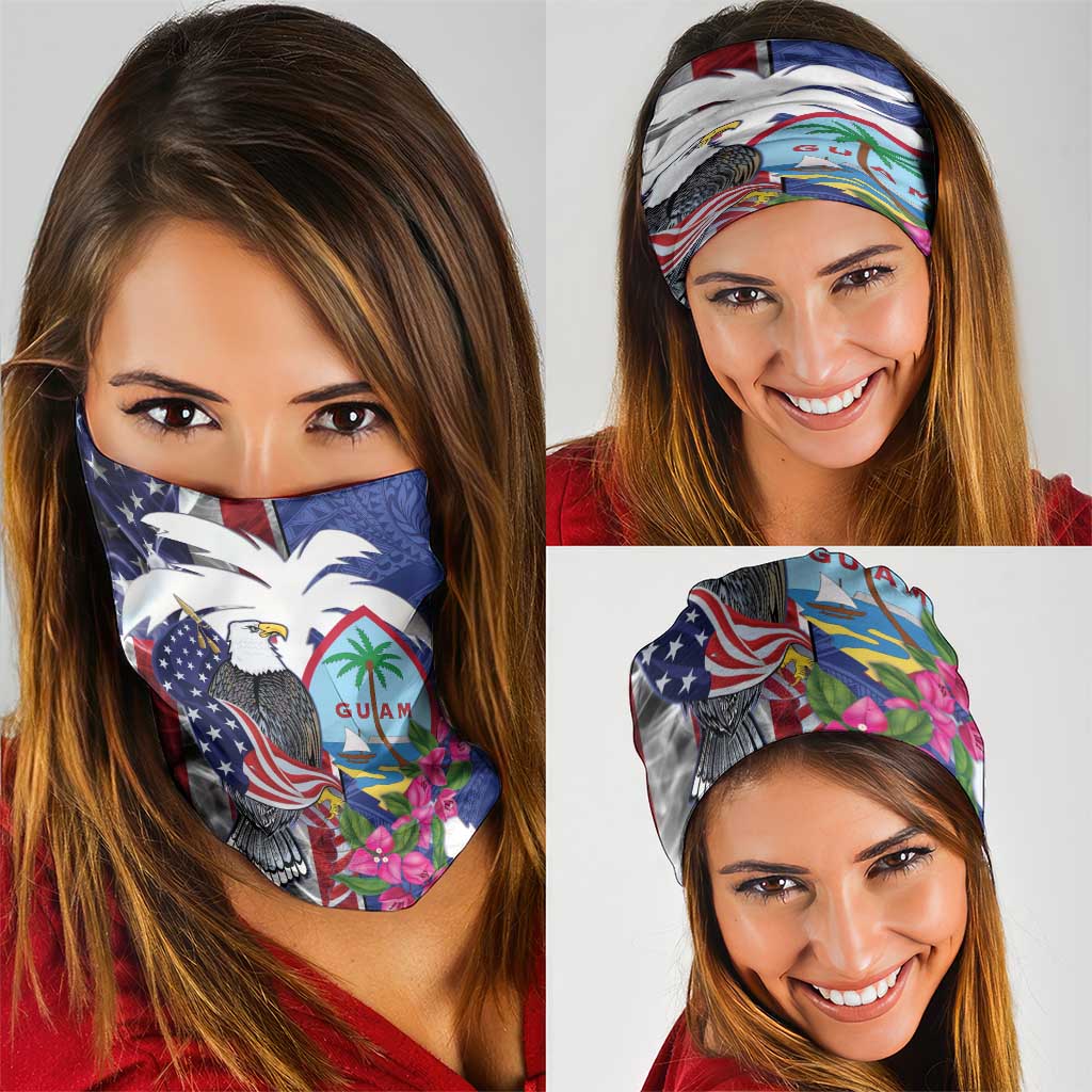 United States Guam Neck Gaiter USA Eagle Guahan Seal Bougainvillea - Polynesian Pride