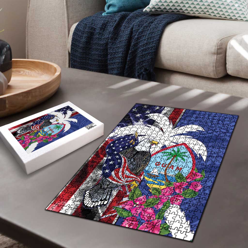 United States Guam Puzzle USA Eagle Guahan Seal Bougainvillea - Polynesian Pride